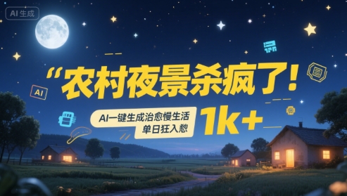 农村夜景杀疯了!AI一键生成治愈系慢生活,单日狂入1k+-知乎者也