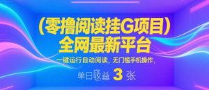 零撸阅读挂G项目，全网最新平台，一键运行自动阅读，无门槛手机操作，单日收益3张【揭秘】-知乎者也