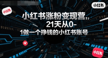 小红书涨粉变现营，21天从0-1做一个挣钱的小红书账号-知乎者也