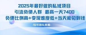 2025年最好做的私域项目，引流负债人群，最高一天变现7.4k，人群占比高，变现难度低，当天就能见到钱-知乎者也