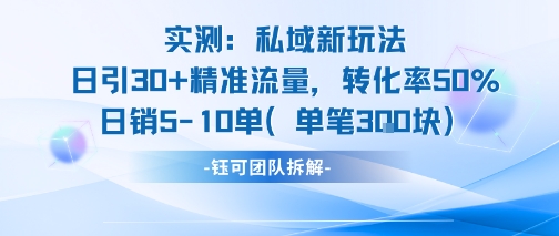 实测私域新玩法日引30加精准流量转化率50%日销5-10单每笔3张-知乎者也
