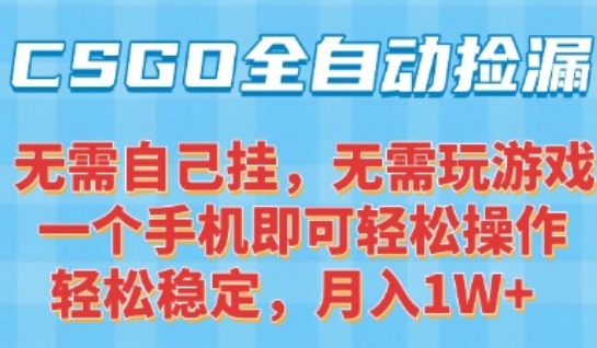 CSGO自动捡漏项目,最新独家玩法,一个手机可操作,新手小白轻松月入1W+,操作简单易上手【揭秘】-知乎者也