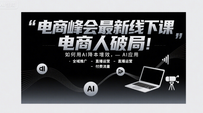 电商峰会最新线下课,电商人破局,如何用AI降本增效,AI应用-全域推广-直播运营-付费流量-知乎者也