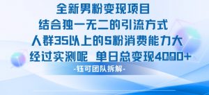 全新男粉变现项目引流人群35以上的男粉消费能力大 经过实测单日变现1k+-知乎者也