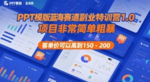 PPT模版蓝海赛道副业特训营1.0,项目非常简单粗暴,客单价可以高到150-200-知乎者也