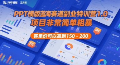 PPT模版蓝海赛道副业特训营1.0,项目非常简单粗暴,客单价可以高到150-200-知乎者也