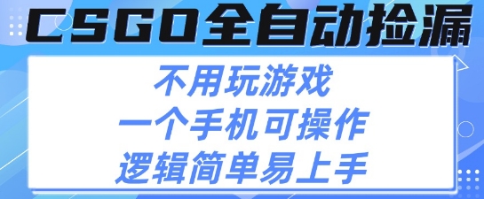 CSGO自动捡漏项目,最新独家玩法,不用挂G不用玩游戏,一个手机即可操作,新手小白轻松月入1W+【揭秘】-知乎者也