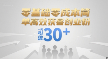 零基础零成本简单高效获客创业粉，一天引流30+-知乎者也