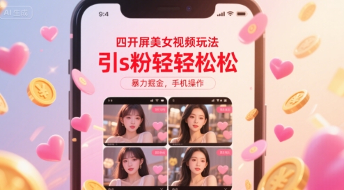 四开屏美女视频玩法,引s粉轻轻松松,暴力掘金,手机操作【揭秘】-知乎者也