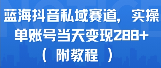 蓝海抖音私域赛道，实操单账号当天变现288+(附教程)-知乎者也