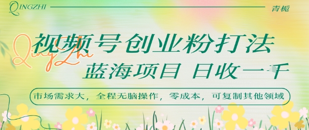 视频号创业粉打法，日入1k，蓝海项目，市场需求大，全程无脑操作，可复制-知乎者也