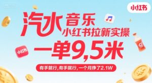 汽水音乐小红书拉新实操，，一单9.5米，有手就行，一个月挣了2.1W-知乎者也