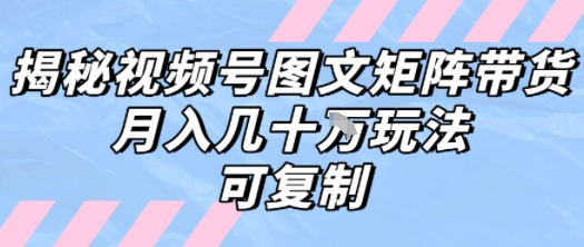 解密视频号图文矩阵带货,月入几个W的打法,可复制-知乎者也