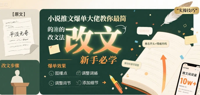 小说推文爆单大佬教你最简单的改文方法实操课,新手必学-知乎者也
