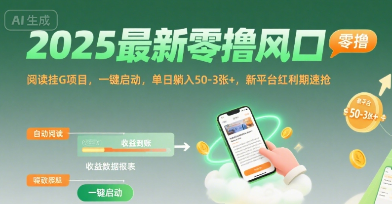 2025最新零撸风口,阅读挂G项目,一键启动,单日躺入 50-3张+,新平台红利期速抢【揭秘】-知乎者也