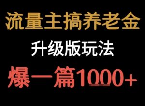 流量主之养老金升级版玩法 爆一篇收益1k+-知乎者也