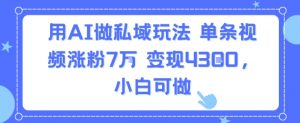 用AI做私域玩法，单条视频涨粉7W变现4.3k，小白可做-知乎者也