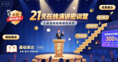 21天在线演讲密训营,王牌演讲招商课程系统-知乎者也