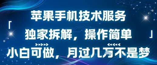 苹果手机技术服务，独家拆解，操作简单，小白可做，月过1W不是梦-知乎者也