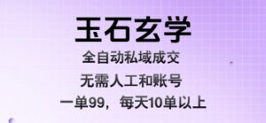 玉石玄学全自动私域成交，一单99每天十单以上，无需人工和矩阵账号，蓝海项目直接干【揭秘】-知乎者也