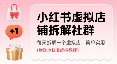 小红书虚拟店铺拆解社群,每天拆解一个虚拟店,简单实用(赠送小红书虚拟教程)-知乎者也