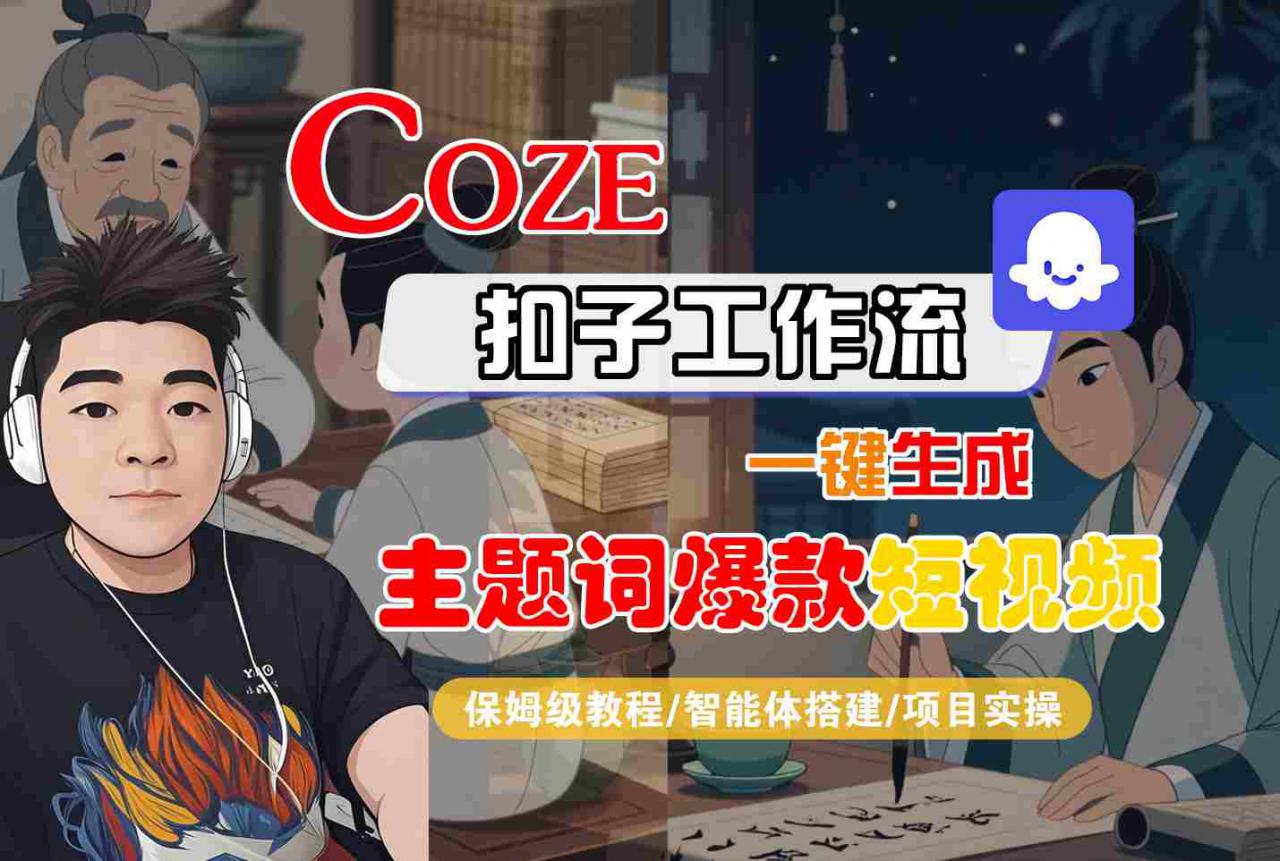 COZE扣子工作流一键生成主题词爆款短视频,保姆级教程-智能体搭建-项目实操-知乎者也