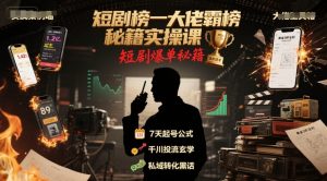 短剧榜一大佬霸榜秘籍实操课，短剧爆单秘籍-知乎者也