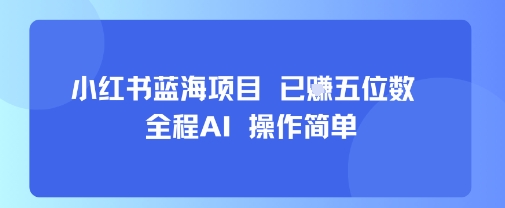 小红书蓝海项目，全程AI，操作简单，已挣五位数-知乎者也