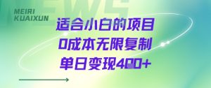 适合小白的项目0成本无限复制单日变现4张+-知乎者也