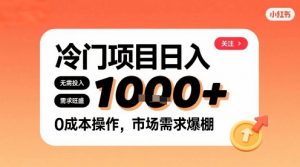 在小红书上发现个冷门路子，需求不小，零成本操作，每天能有1k进账-知乎者也