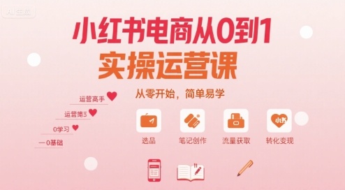 小红书电商从0到1实操运营课,从零开始,简单易学-知乎者也