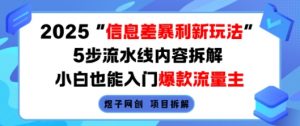 2025信息差暴利新玩法，5步流水线内容拆解，小白也能入门爆款流量主-知乎者也