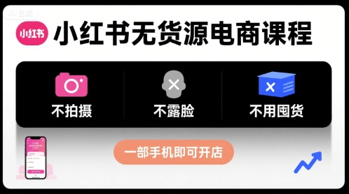 小红书无货源电商课程，不拍摄不露脸不用囤货，一部手机即可开店-知乎者也