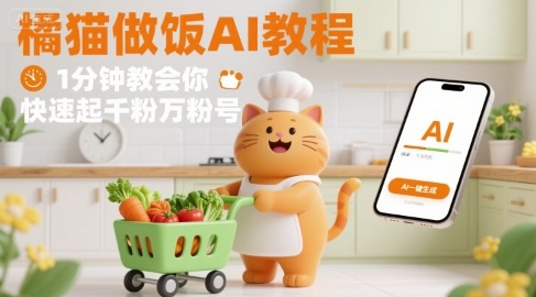 有趣的橘猫买菜做饭视频，用AI一键搞定，1分钟教会你，快速起千粉万粉号-知乎者也