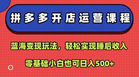 拼多多开店运营课程:蓝海变现玩法,轻松实现睡后收入,零基础小白也可日入5张-知乎者也