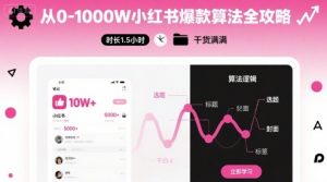 从0-1000W小红书爆款算法全攻略，时长1.5小时，干货满满-知乎者也