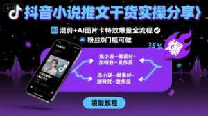 抖音小说推文干货实操分享，混剪+AI图片卡特效爆量全流程，0粉丝0门槛可做-知乎者也