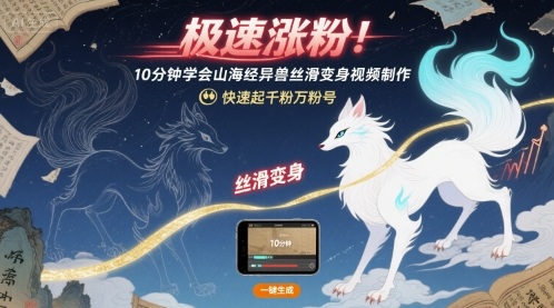 极速涨粉！10分钟学会山海经异兽丝滑变身视频制作，快速起千粉万粉号-知乎者也
