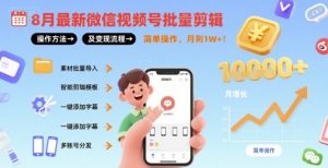 8月最新微信视频号批量剪辑操作方法及变现流程,简单操作,月入1w+-知乎者也
