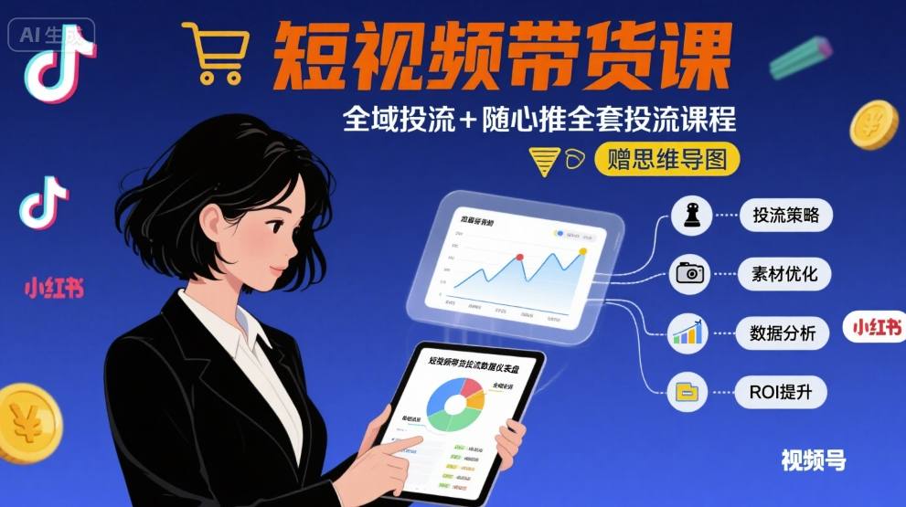 最新短视频带货课,全域投流+随心推全套投流课程+思维导图-知乎者也