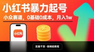 小红书暴力起号，小众赛道，0基础0成本，月入1w-知乎者也