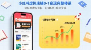 小红书虚拟店铺0-1变现完整体系:卖学科类虚拟资料,一天6张+,很稳定【已完结】-知乎者也