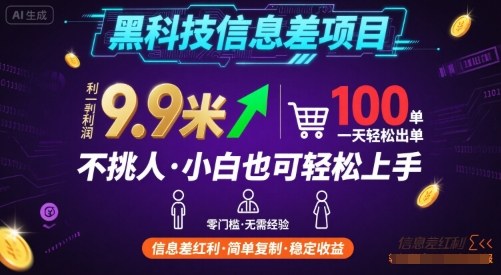 黑科技信息差项目,一单利润9.9米,一天简简单单出100单,不挑人,小白也可轻松上手【揭秘】-知乎者也