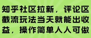 知乎社区拉新，评论区截流玩法当天就能出收益，操作简单人人可做-知乎者也