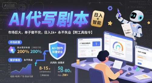 AI代写剧本,市场巨大,单子做不完,日入1k+ 永不失业【附工具指令】-知乎者也