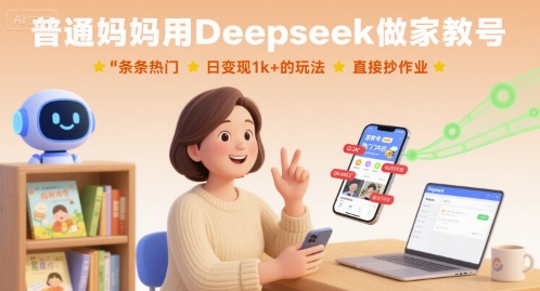普通妈妈用Deepseek做家教号,条条热门,日变现1k+的玩法,直接抄作业-知乎者也
