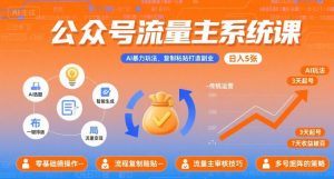 公众号流量主系统课,AI暴力玩法,复制粘贴打造副业,日入5张 +【附工具指令】-知乎者也