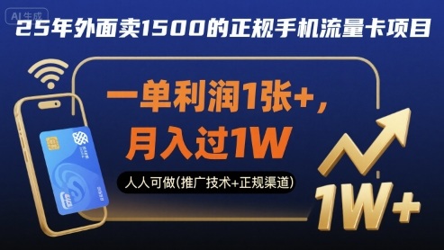 25年外面卖1500的正规手机流量卡项目,一单利润1张+,月入过1W,人人可做(推广技术+正规渠道)【揭秘】-知乎者也