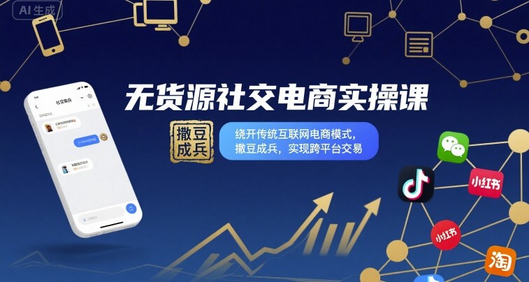 无货源社交电商实操课,绕开传统互联网电商模式,撒豆成兵,实现跨平台交易-知乎者也