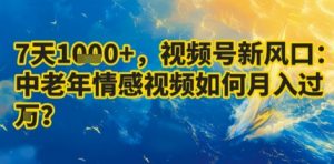 7天收益1k+，视频号新风口：中老年情感视频如何月入过W?-知乎者也